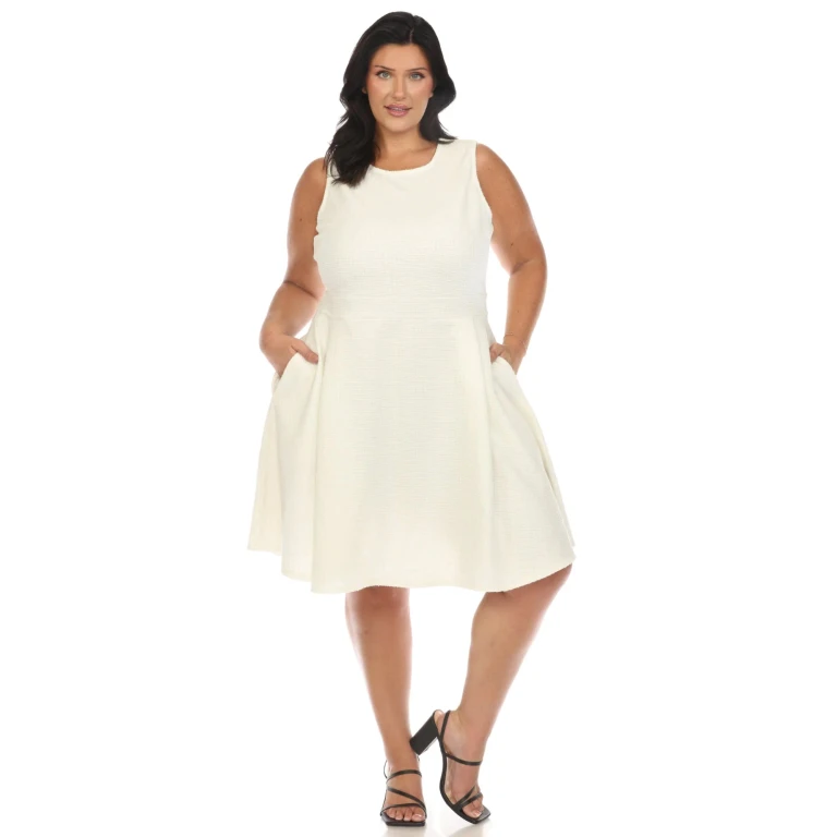 Women's Plus Size Tweed Fit and Flare Dress