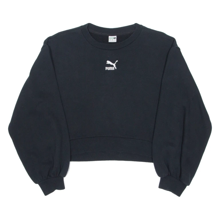 PUMA Cropped Womens Sweatshirt Black Crew Neck M (OO3-301024-4873)