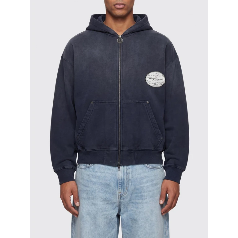 Zip-Up Hoodie in Cotton with Contrast Logo (W261TS48793N)