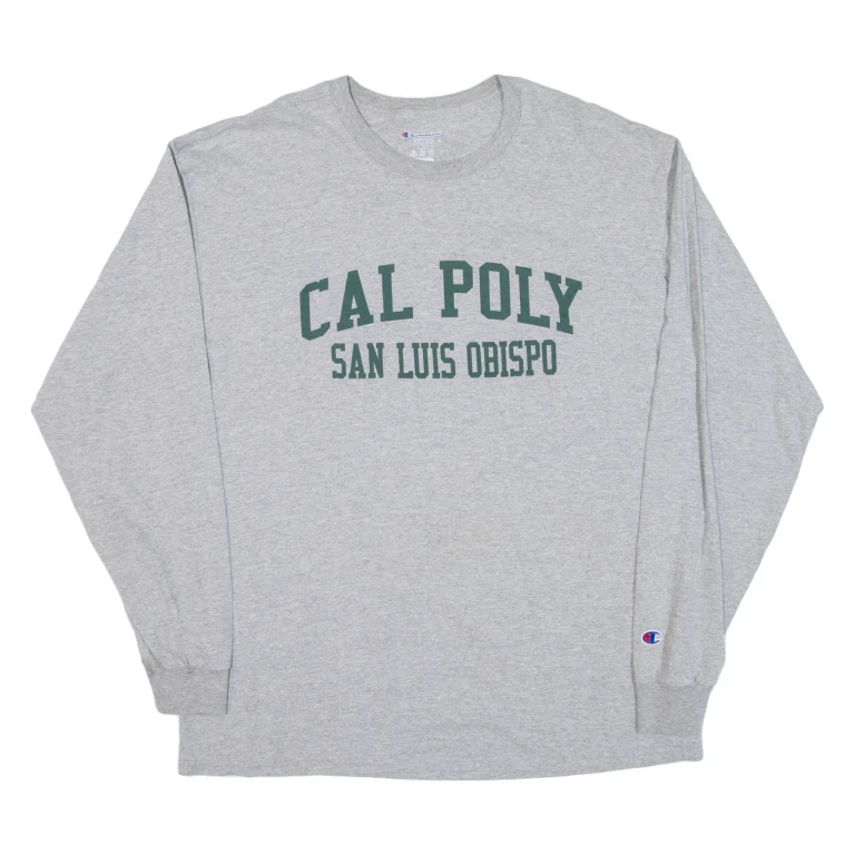 CHAMPION San Luis Obispo Mens T-Shirt Grey Long Sleeve USA XL