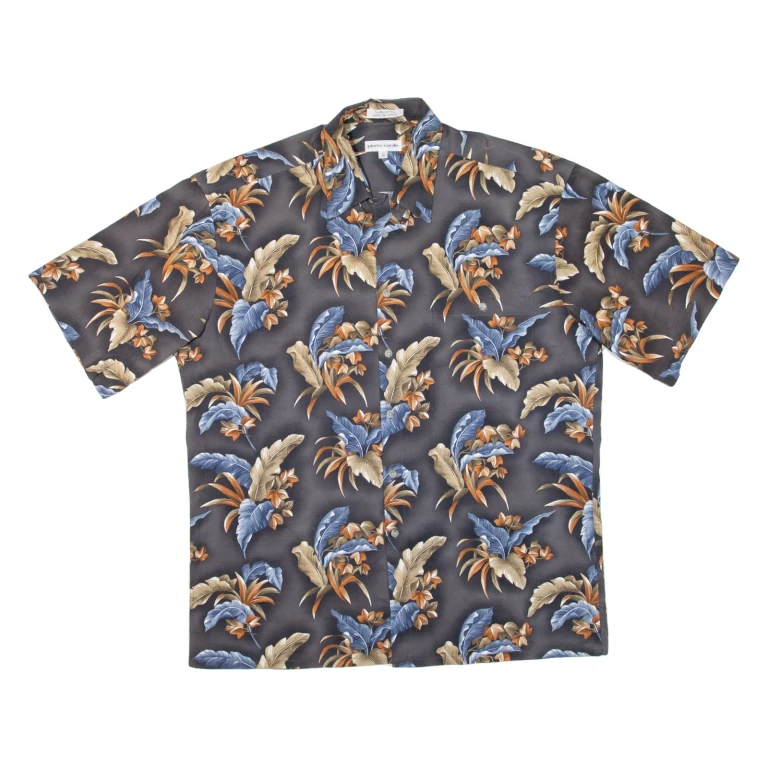 PIERRE CARDIN Mens Hawaiian Shirt Blue Floral L
