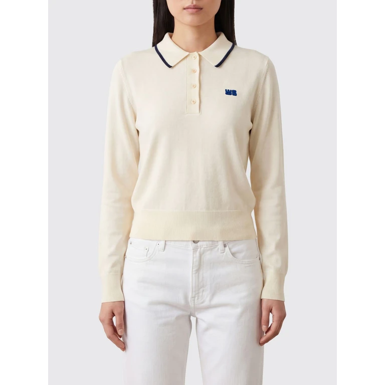 Long-Sleeved Knitted Wool Polo Shirt with Contrast Trims (US26KNS4875WO04100)