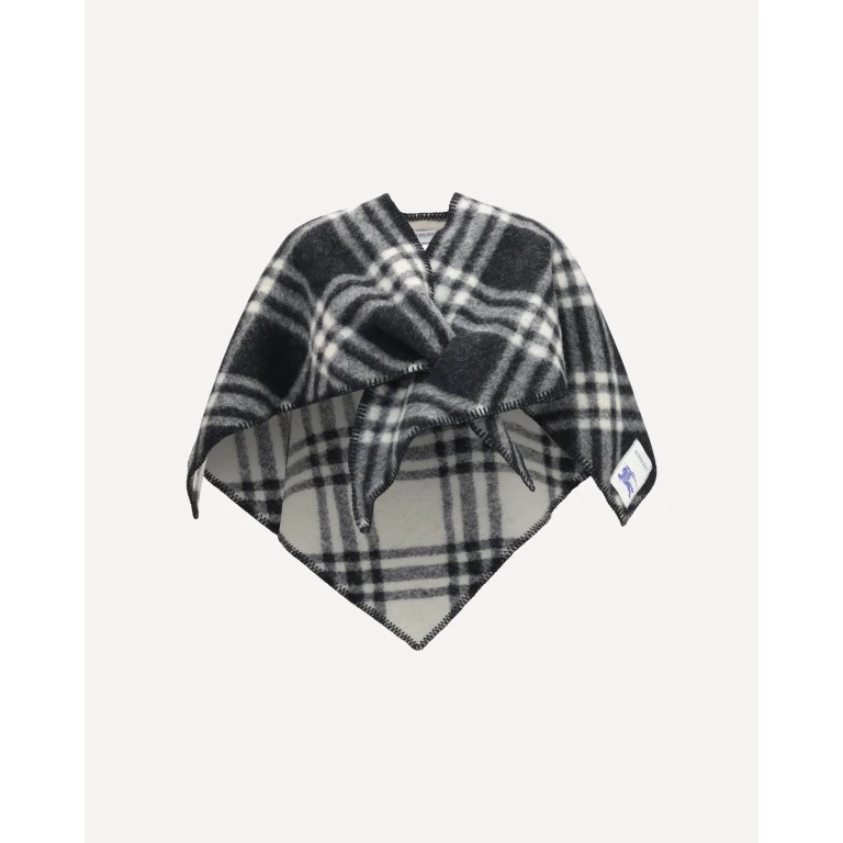 BURBERRY Short wool Check Poncho Female UNI