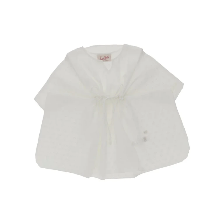 SAINT BARTH Broderie anglaise kaftan mini dress Kids 4Y