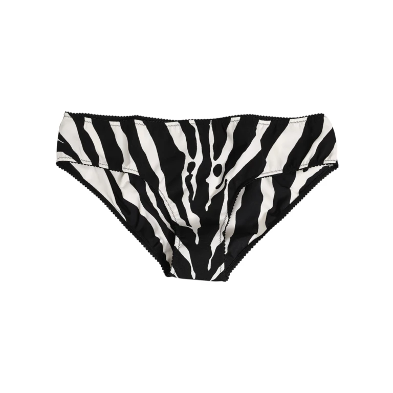 Dolce & Gabbana Black White Zebra Print Slip Briefs Underwear Black/white Silk Clothing - Women