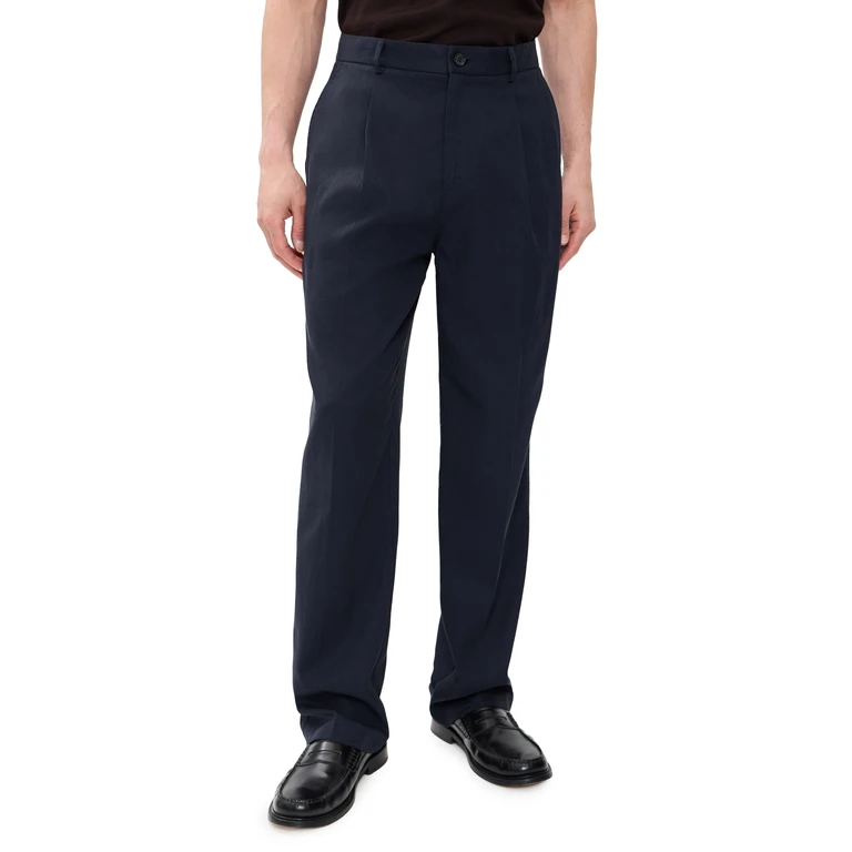 Les Deux Pleated Twill Suit Pants Dark Blue Night 36