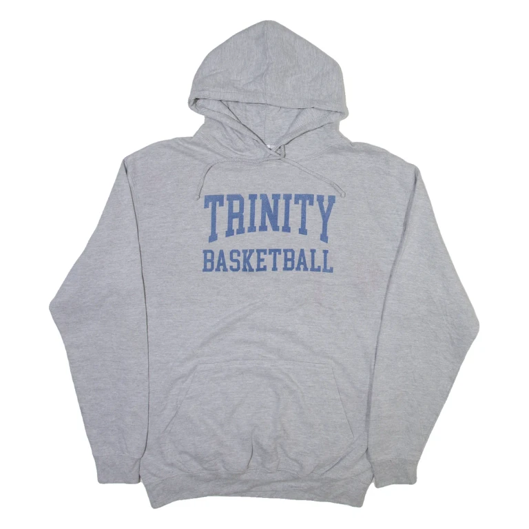 JUST HOODS Trinity Basketball Mens Grey Hoodie USA L