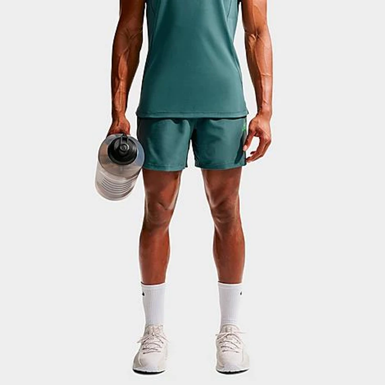 Nike Men's Pro Dri-FIT 6" Training Shorts in Mineral Slate/Green Strike Size: XS