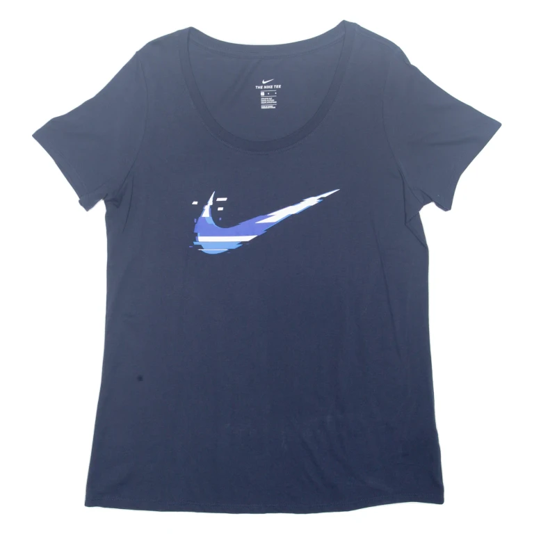 NIKE Athletic Cut Womens T-Shirt Blue L