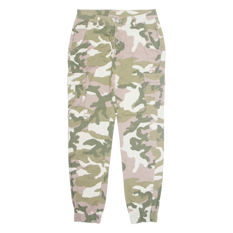 URBAN CLASSICS Camo Cargo Womens Trousers Green Regular Tapered W28 L30