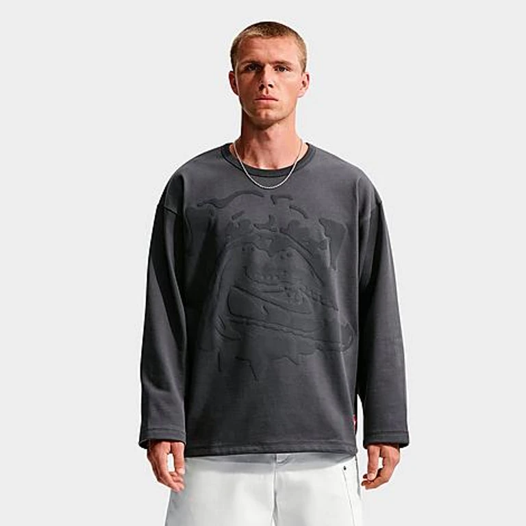 Men's Life Shoe Dog Graphic Midweight Crewneck Sweatshirt in Anthracite/Black Size: XS