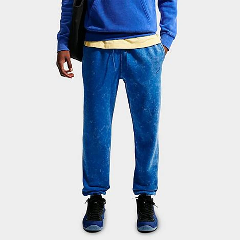Nike Men's Sportswear Club Washed Cuffed Fleece Pants in Game Royal/Game Royal Size: XS