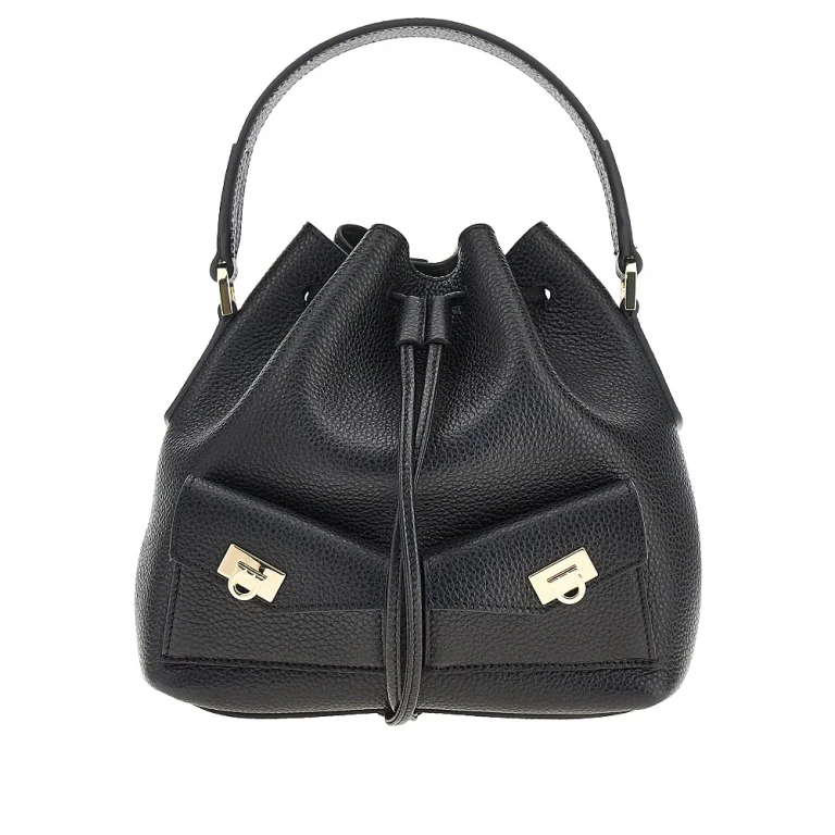 FERRAGAMO Grained leather multipocket bucket bag Woman One Size