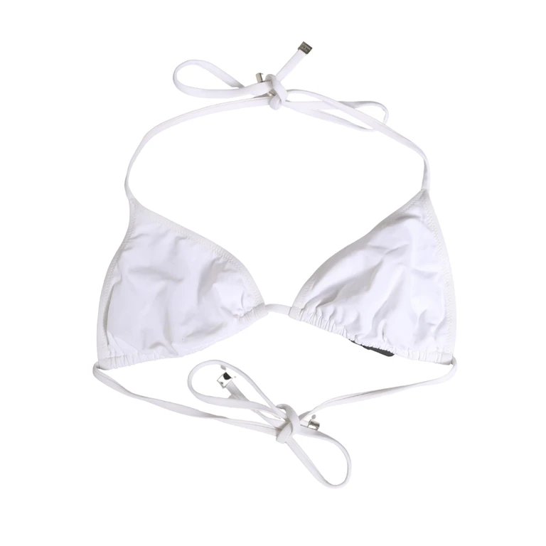Dolce & Gabbana White Nylon Triangle Beachwear Bikini Top Swimwear Elastane - Women
