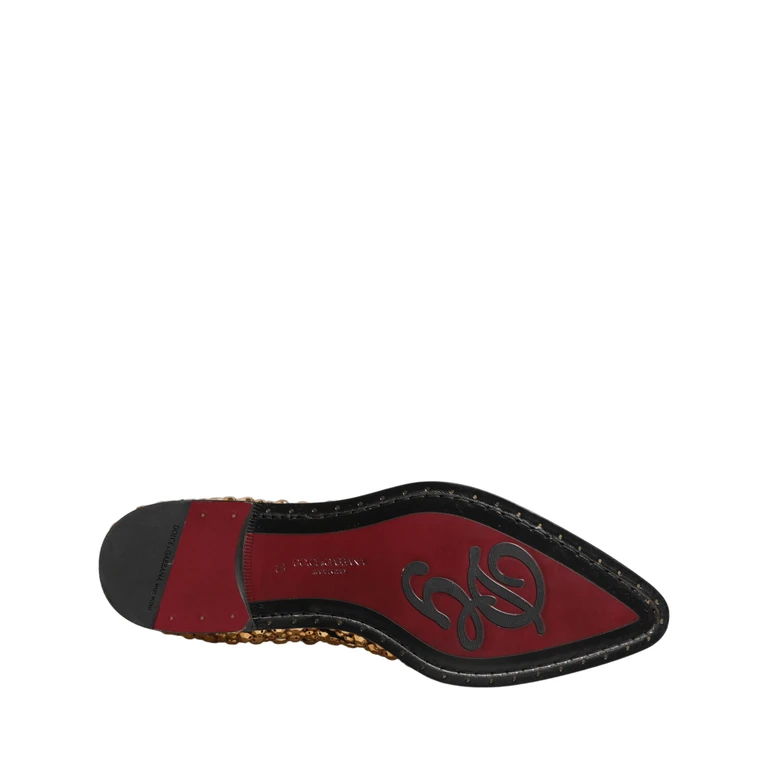 Dolce & Gabbana Gold Embellished Chelsea Ankle Boots Shoes Leather - Men