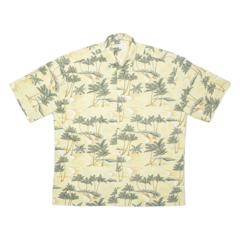 PIERRE CARDIN Mens Hawaiian Shirt Yellow Floral XL