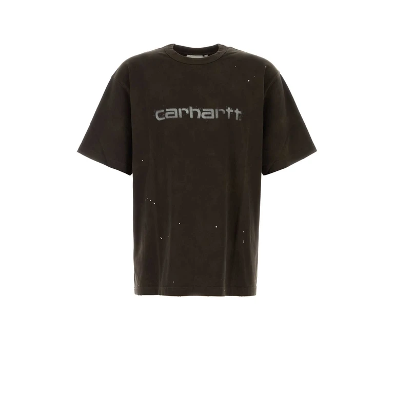Carhartt Wip Charcoal Cotton S-S Painter T-Shirt Blackdestroywashsplatter Exterior: Organic - Men