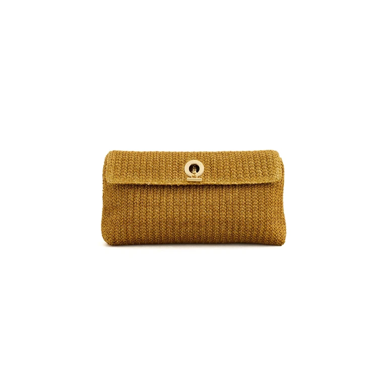 Veronica Beard Raffia Anchor Clutch Gold One Size