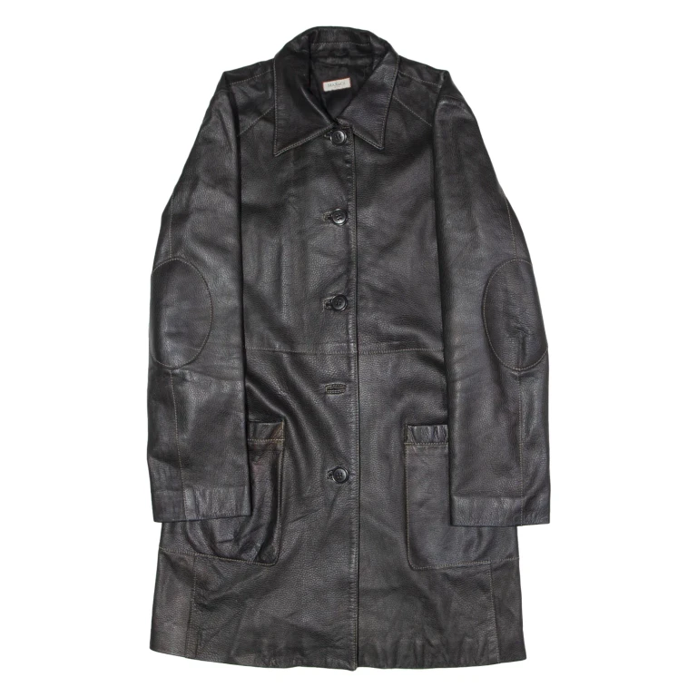 MAX&CO Womens Trench Coat Black Leather UK 8