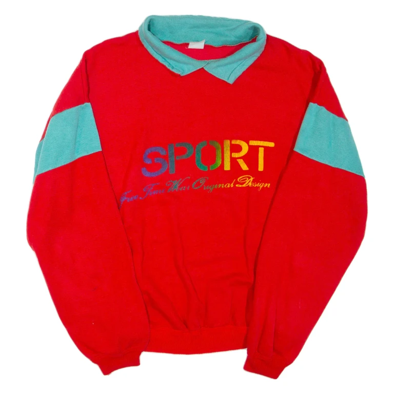 Mens Sweatshirt Red Collared L