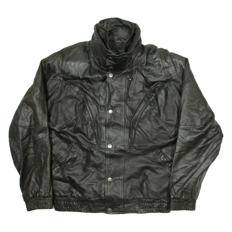 SYNERGY Mens Biker Jacket Black Leather L