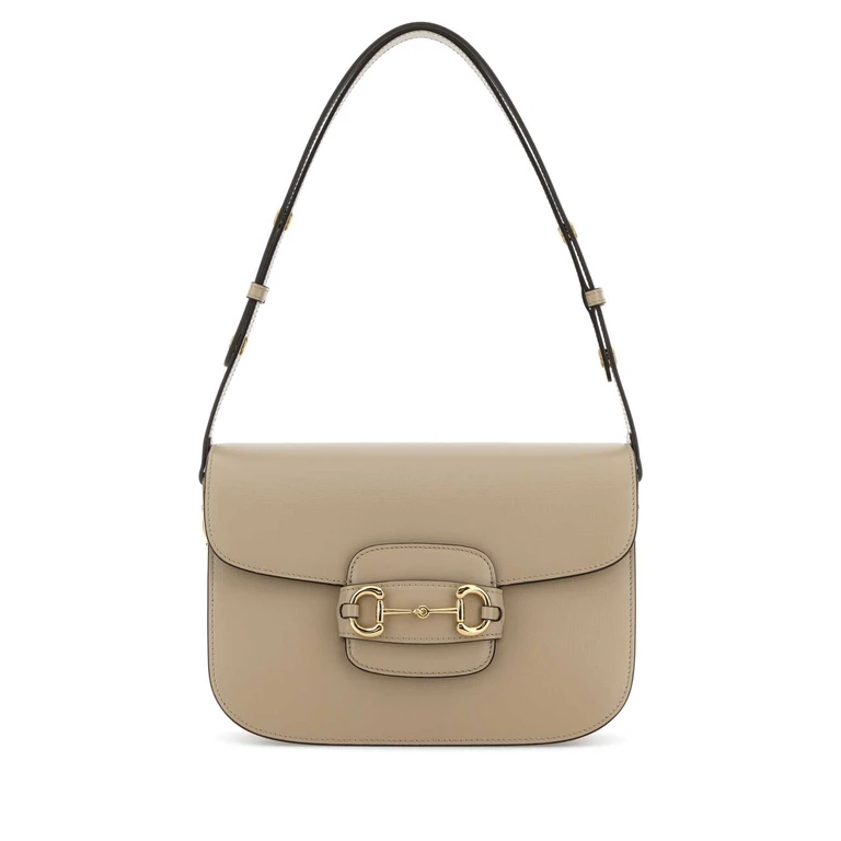 Beige Leather Medium Gucci Horsebit 1955 Shoulder Bag Oatmeal Calf Skin Borse A Mano - Women