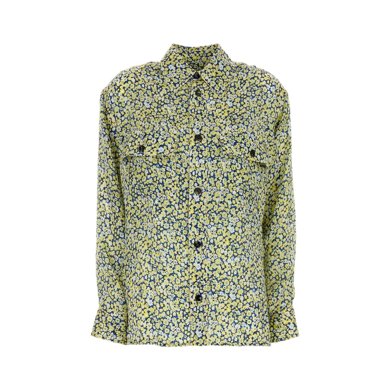 Bottega Veneta Printed Silk Shirt Chalkpollenblue Exterior: Camicie - Women