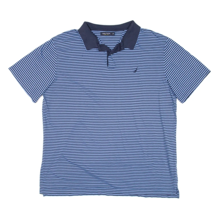 NAUTICA Mens Polo Shirt Blue Striped 2XL