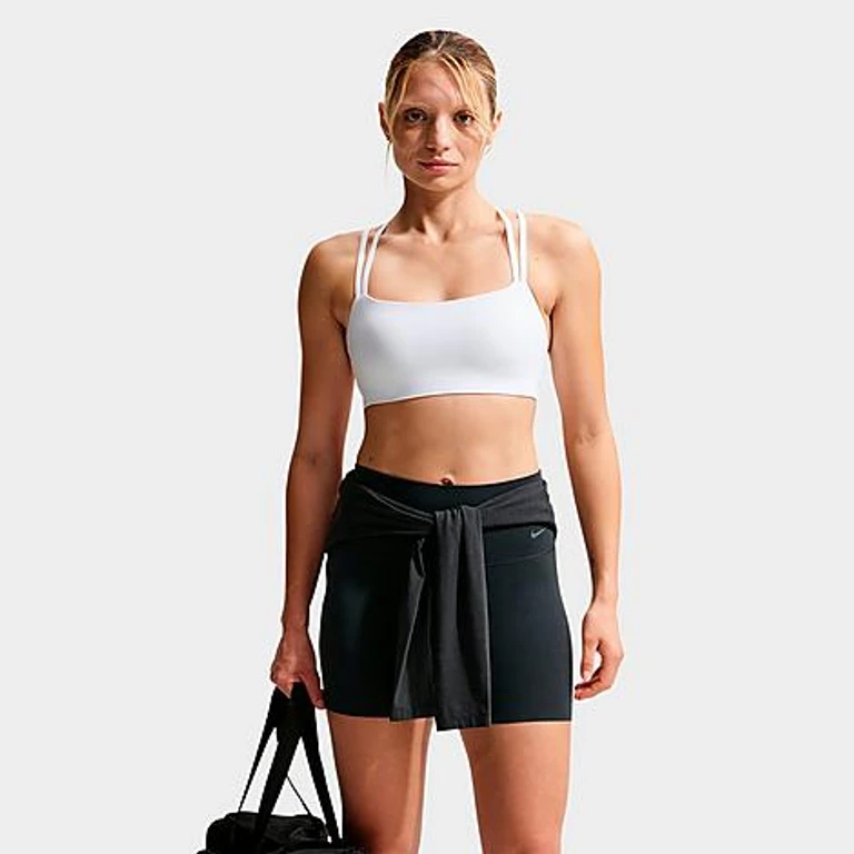 Nike Women's Zenvy Strappy Light Support Padded Sports Bra in White/Cool Grey Size: XXS