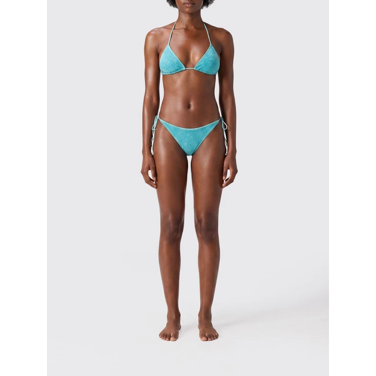OSÉREE Coral-Coloured Triangle Bikini in Lurex with Beaded Embroidery (LTS601SEATURQUOI)