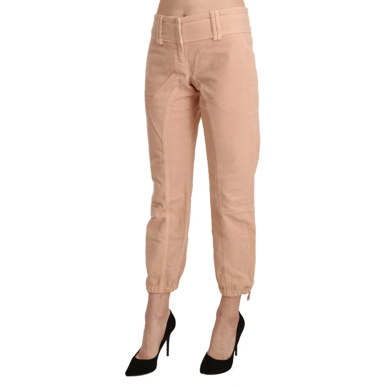 Ermanno Scervino Beige Mid Waist Cropped Cotton Trouser Pants - Women
