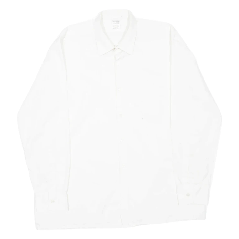 CANDAHAR CLUB Mens Plain Shirt White Long Sleeve L