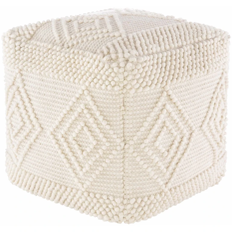 Aveley Beige Cotton Knitted Pouf