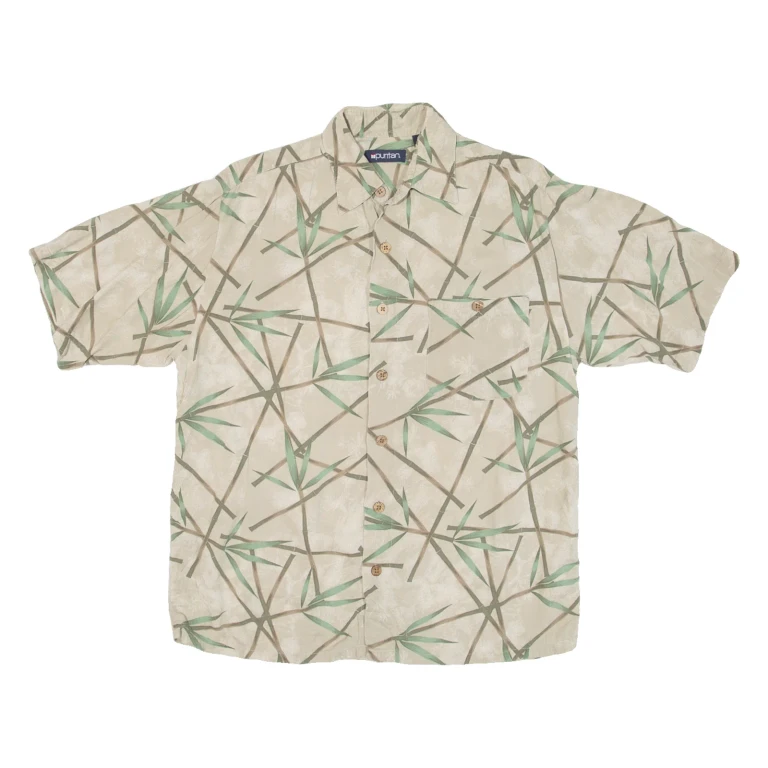 PURITAN Mens Hawaiian Shirt Beige Floral S