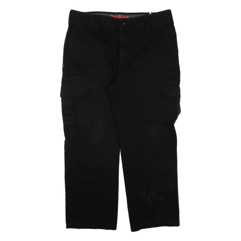 DICKIES Cargo Workwear Mens Trousers Black Relaxed Straight W38 L27