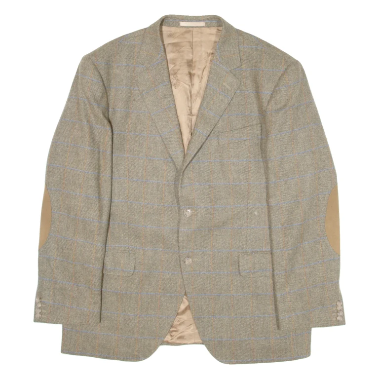 BOGGI Mens Blazer Jacket Green Knit Cashmere Check XL