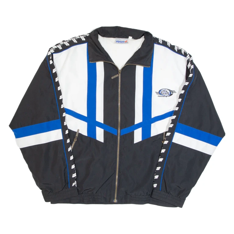 OLYMPIA Mens Track Jacket Black Colourblock XL