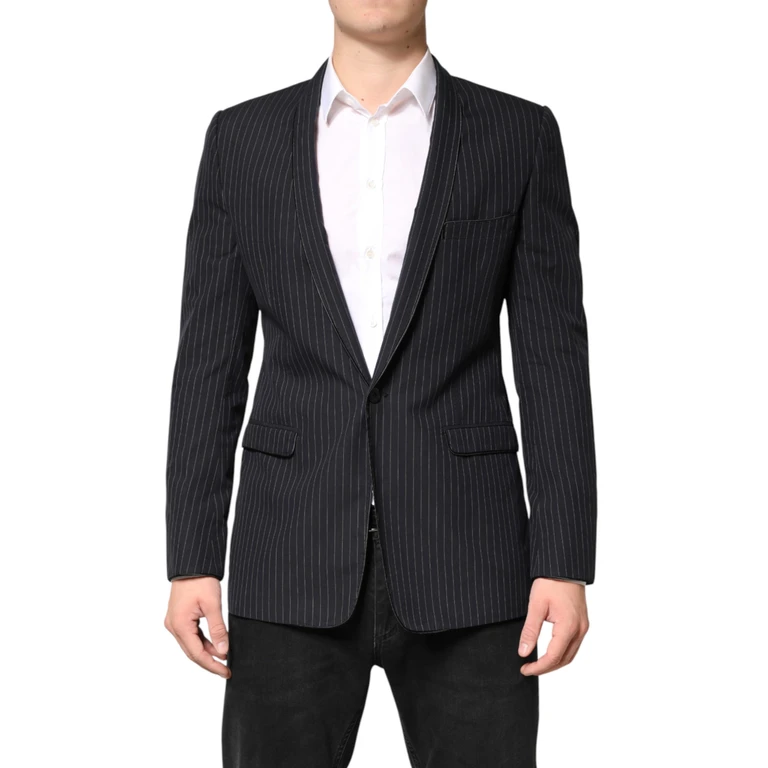 Dolce & Gabbana Black Stripes 1 Button Suit Jacket Blazer - Men