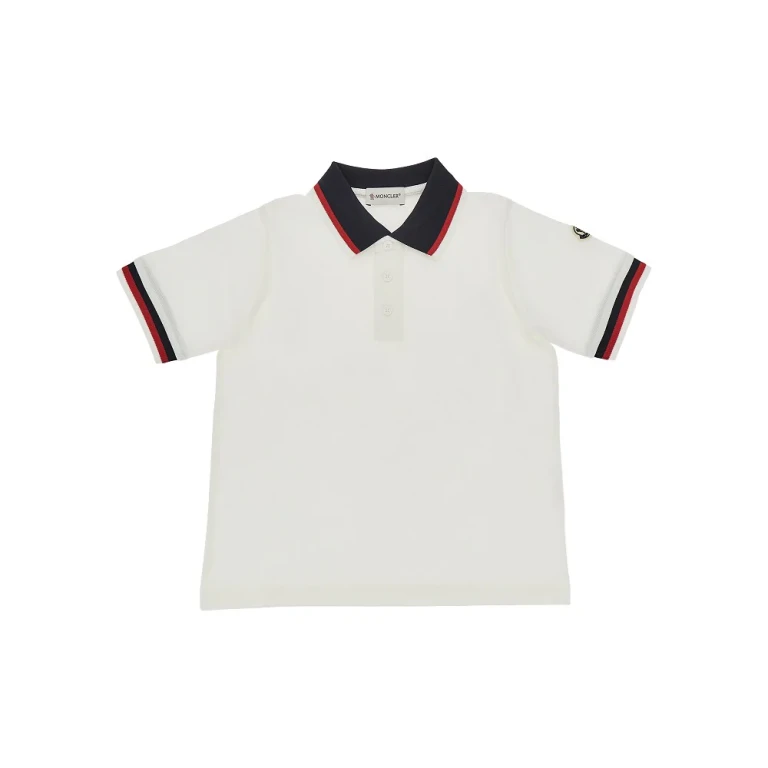 MONCLER Cotton polo shirt with logo patch Kids 12Y