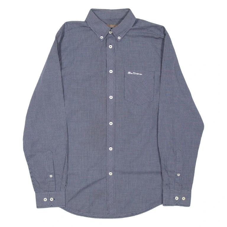 BEN SHERMAN Mens Shirt Black Check Long Sleeve S