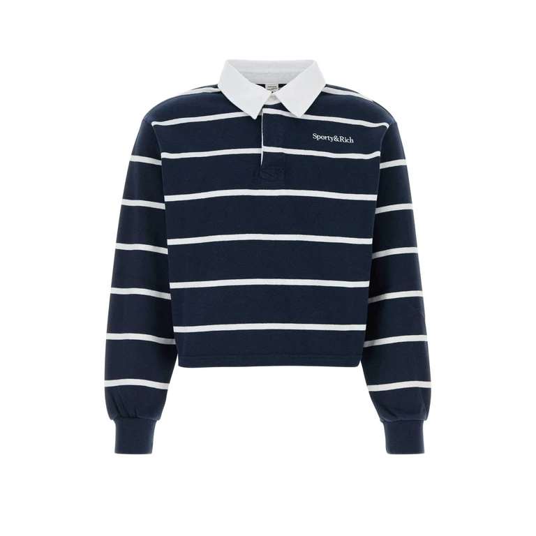 Sporty & Rich Embroidered Cotton Polo Shirt Darknavywhitewhite Exterior - Men