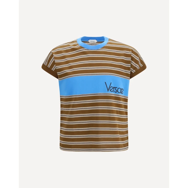 VERSACE Striped cotton T-shirt Male L