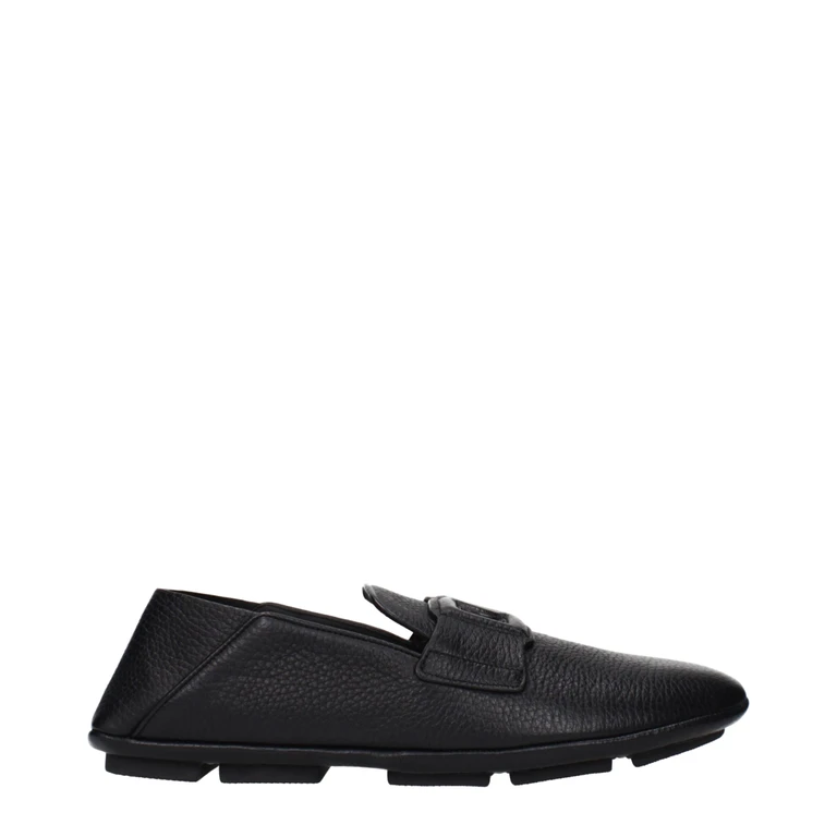 Dolce & Gabbana Black Leather Slip-On Loafers - Men