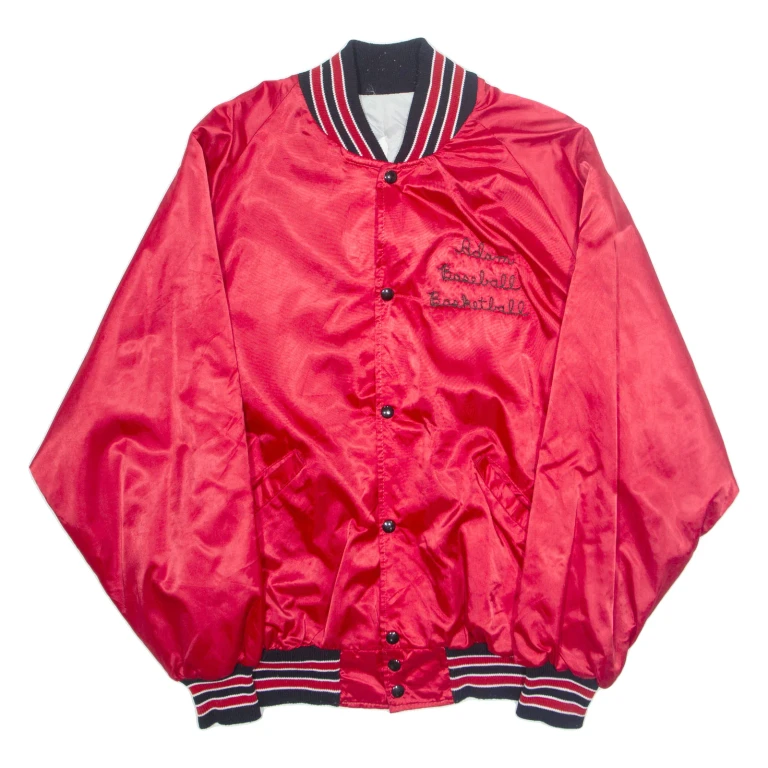 HIGHLAND BULLDOGS Mens Varsity Jacket Red Nylon USA XL