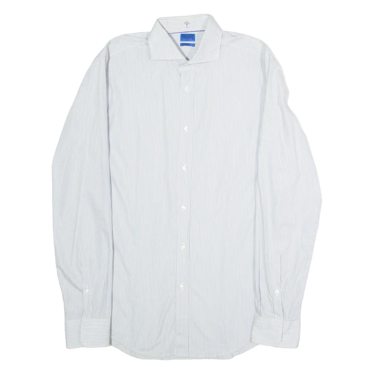 JOOP! Slim Fit Mens Shirt White Striped Long Sleeve M