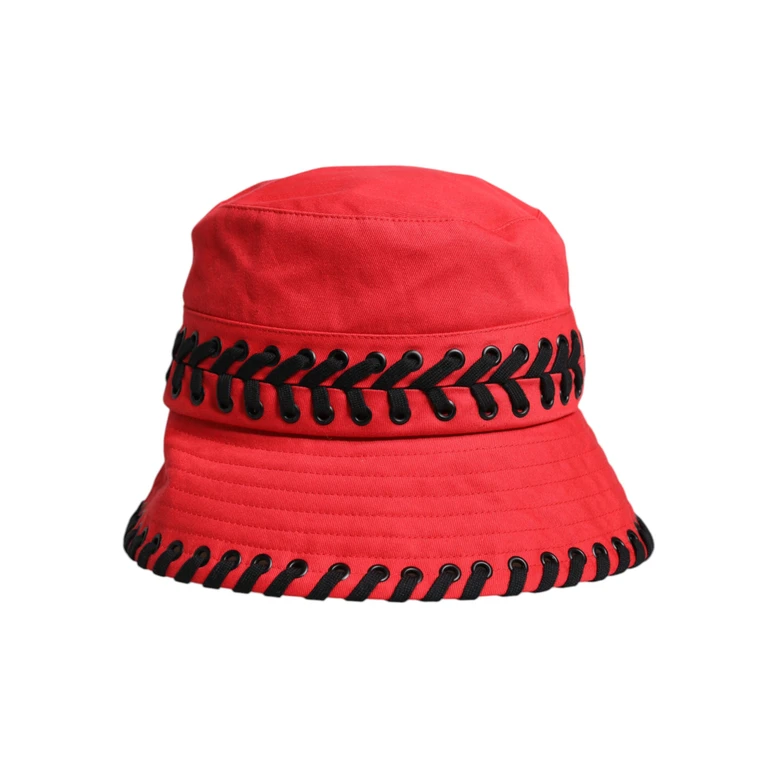 Dolce & Gabbana Red Lace Polyester Wide Brim Bucket Hat - Women