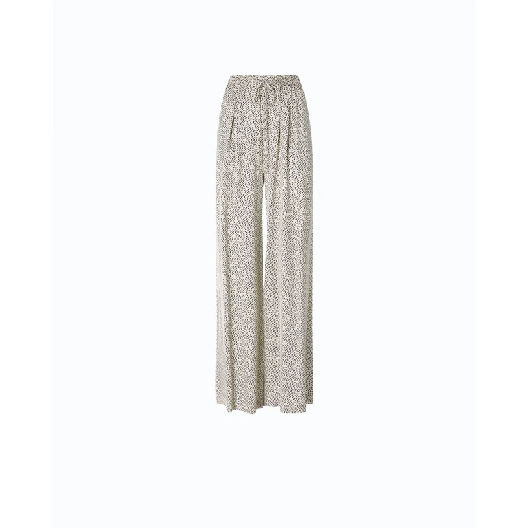 Pantalon évasé en satin à pois - 36