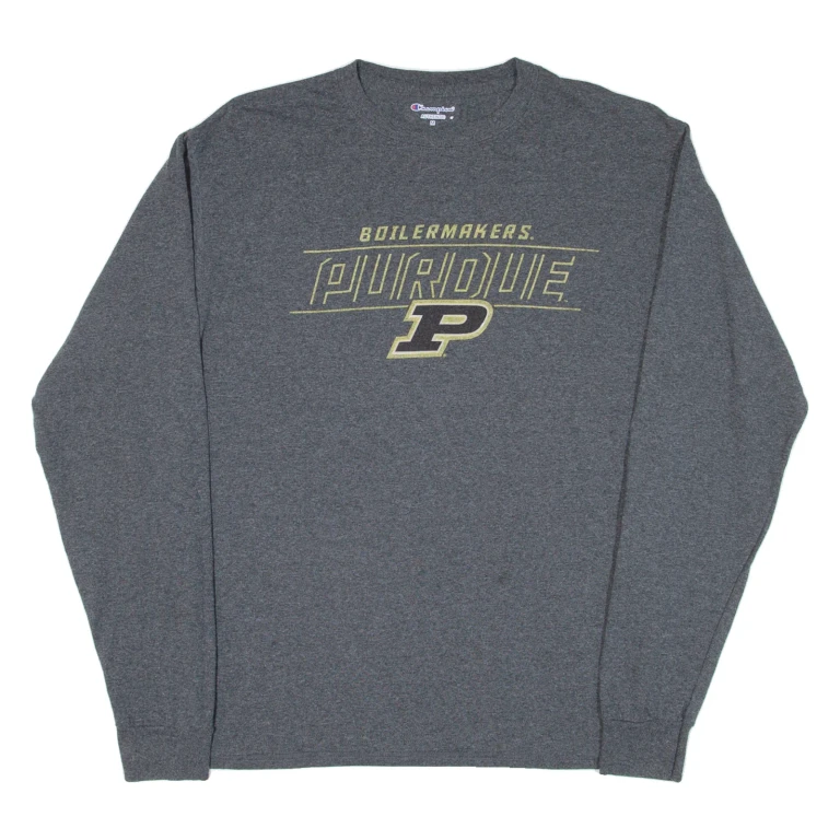 CHAMPION Mens T-Shirt Grey Long Sleeve USA M