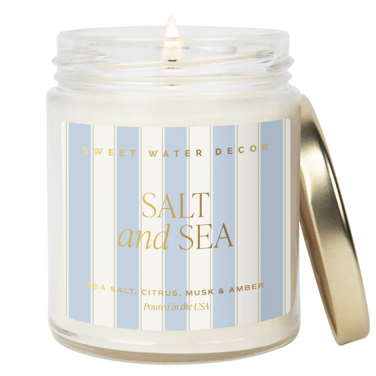 Salt and Sea Soy Patterned Candle - Clear Jar - 9 oz