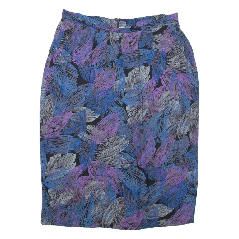 Womens Straight Skirt Blue Knee Length Floral M